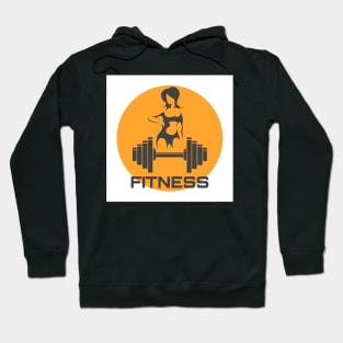 Fitness Logo with Dumbbell and Female Silhouette Hoodie